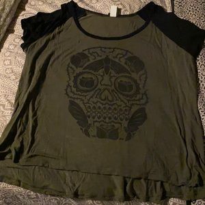 Torrid olive skull tee